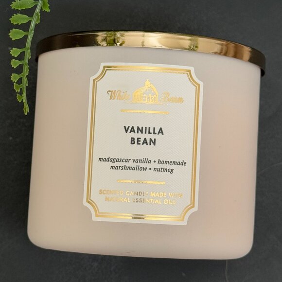 BBW Vanilla Bean White Barn Bath & Body Works 3 Wick Candle - Picture 5 of 10